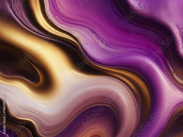 Fototapeta Luxurious Abstract Fluid Texture in Purple, Pink, and Gold Metallic Tones