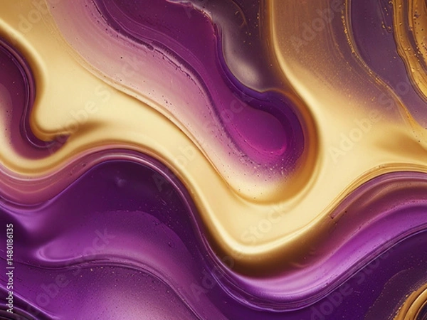 Fototapeta Luxurious Abstract Fluid Texture in Purple, Pink, and Gold Metallic Tones