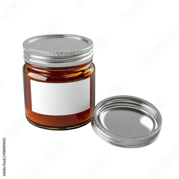 Obraz Glass jar with label isolated on transparent background