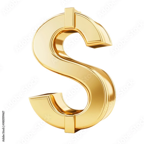 Obraz Golden dollar sign isolated on transparent background