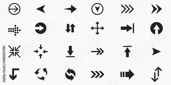 Fototapeta  Arrow vector icon. Arrows collection. Arrows vector icon. Arrow icon. Set of big black vector arrows. 