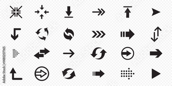 Fototapeta  Arrow vector icon. Arrows collection. Arrows vector icon. Arrow icon. Set of big black vector arrows. 