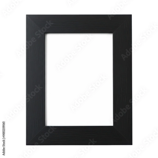 Fototapeta An empty black frame, centered. Rectangular, simple design. White background inside of frame