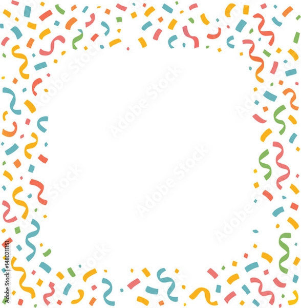 Fototapeta Colorful Confetti and Streamers Frame Borde.eps
