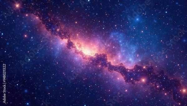 Fototapeta Celestial illustration of a constellation, stars, and cosmic dust , cosmos, stars, dreamy