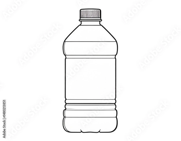 Fototapeta Transparent plastic bottle in PNG format with transparent background. Ideal design for graphic design, mockup, advertising, packaging or eco-friendly content.