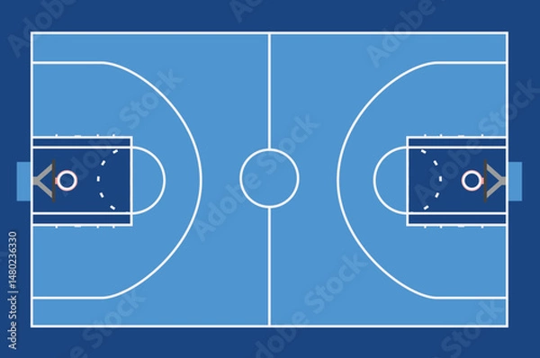 Obraz Basketball field and ball. vector