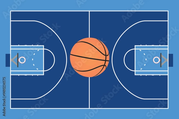 Obraz Basketball field and ball. vector