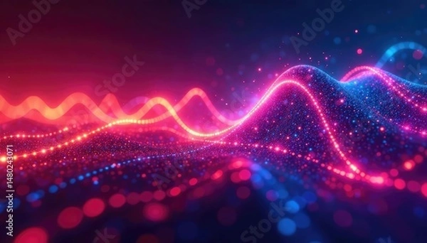 Fototapeta Abstract rhythmic pulse, glowing neon streaks, shapes, style