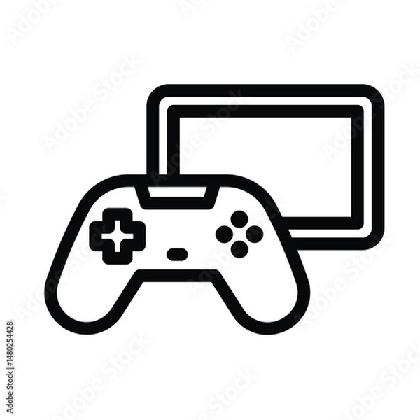 Fototapeta game console line icon illustration vector graphic.eps
