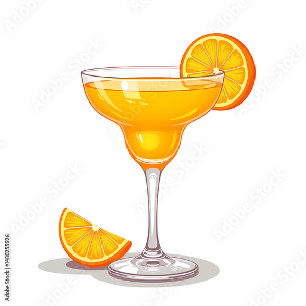 Obraz Vibrant citrus cocktail illustration on white background, refreshing concept