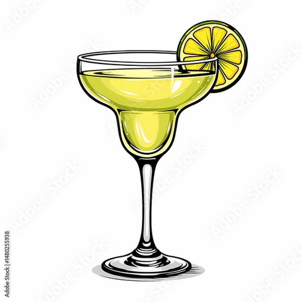 Obraz Fresh Margarita cocktail on white background, refreshing summer drink