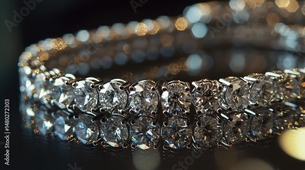 Fototapeta Close-up view of a luxury diamond bracelet.