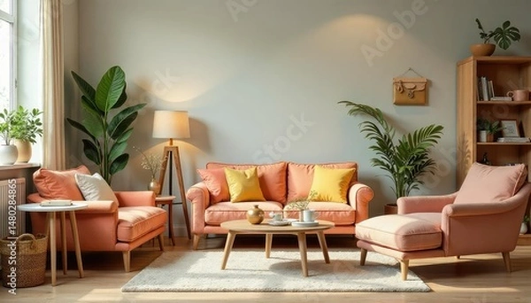 Fototapeta Various assembled and unassembled furniture pieces , design, room, interior design