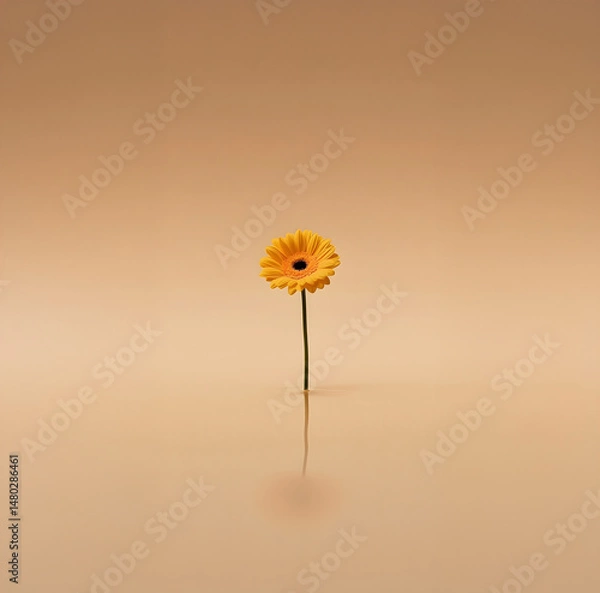 Fototapeta Yellow flower gerbera isolated on light background with empty space for text message.