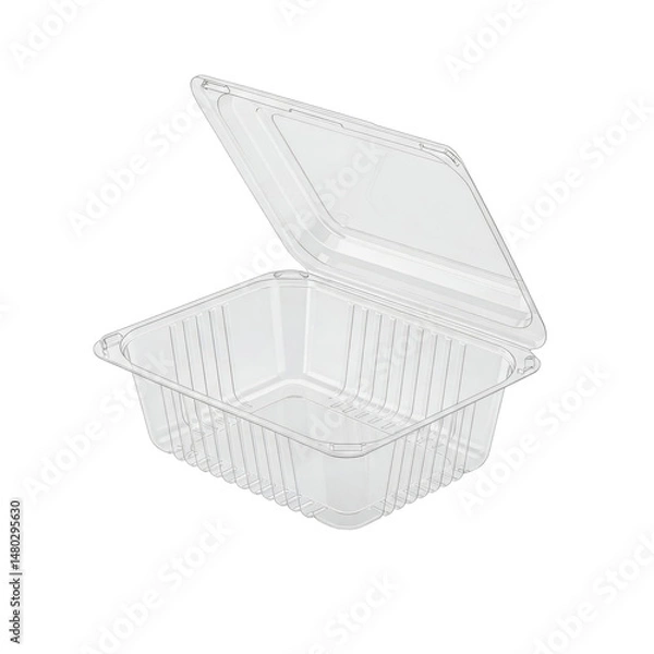 Fototapeta A transparent clamshell plastic container for salads