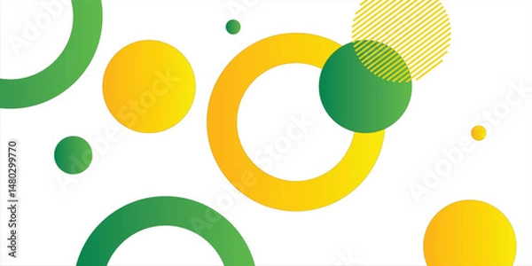 Fototapeta Green and yellow circle banner background. Vector abstract graphic design banner pattern background template.