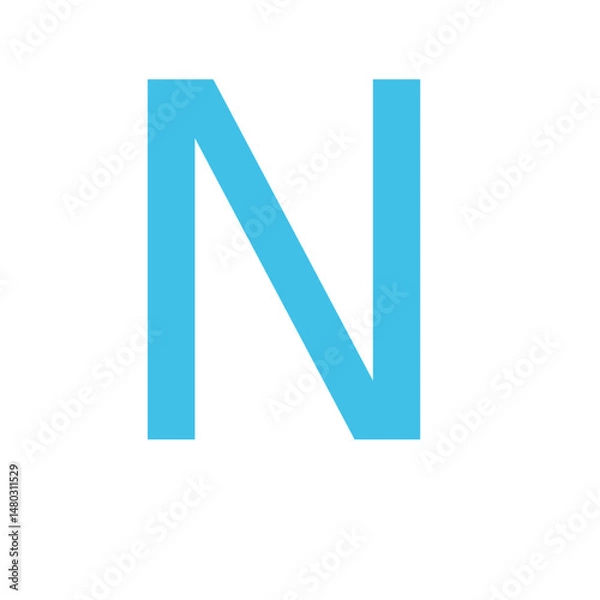 Fototapeta Letter N Illustration, Isolated on White Background