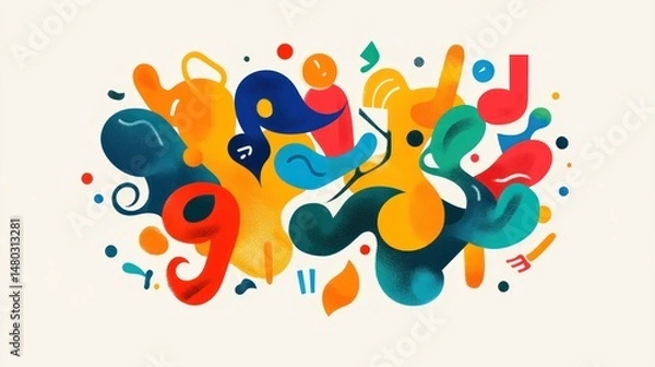 Fototapeta Fluid Forms: An Abstract Composition of Color, Shape, and Visual Harmony