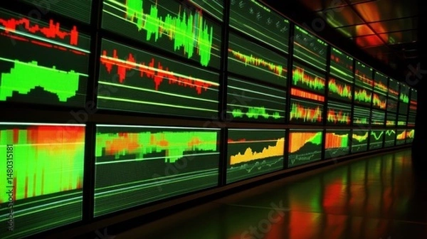 Obraz Colorful Data Visualizations Displaying Financial Market Trends