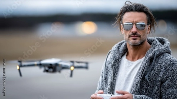 Fototapeta Man Operating Drone 