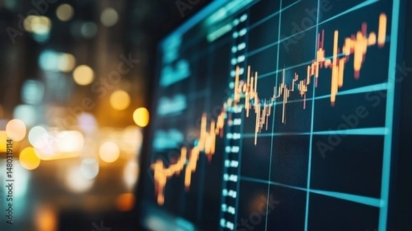 Obraz Detailed Graph Visualization of Stock Market Trends and Data Analysis