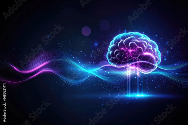 Obraz Innovative neural activity simulation virtual environment digital artwork futuristic design abstract visualization mind and technology connection