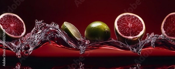 Fototapeta Deep Wine Background Wallpaper with Luminous Lime Light