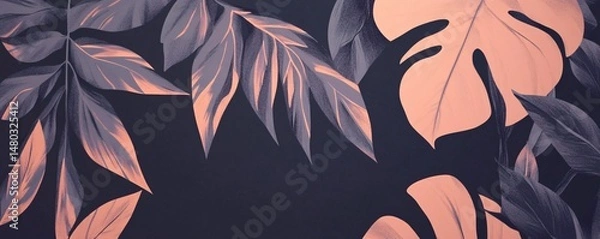 Fototapeta Dusky Violet Background Wallpaper with Radiant Coral Light