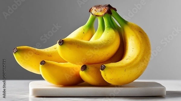 Obraz Yellow bananas clustered sitting on marble