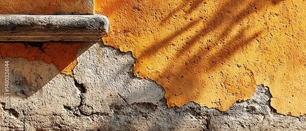 Obraz Worn wall with flaky orange paint
