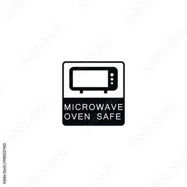 Obraz Microwave oven safe badge logo. Suitable for utensils information sign
