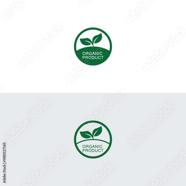 Obraz Vegan icon vector. Organic, bio, eco symbol. Vegan, no meat, lactose free, healthy, fresh and non-violent food. Green round vector illustration with leaves for stickers, labels and logos