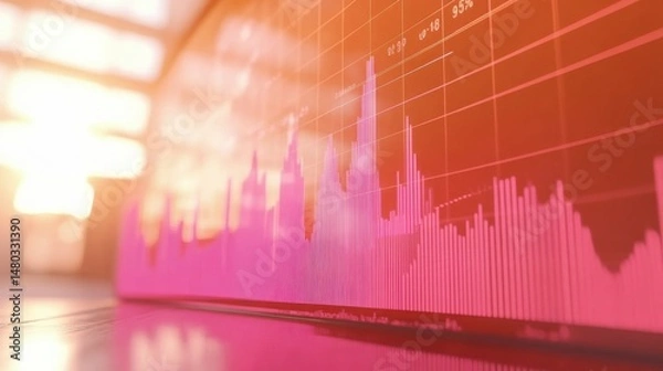 Fototapeta Vibrant Data Visualization with Colorful Graph in Soft Sunset Lighting