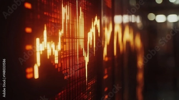Fototapeta Vibrant Financial Data Visualization on Digital Display Screen
