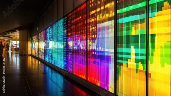 Obraz Vibrant Digital Art Installation Illuminating Modern Urban Space
