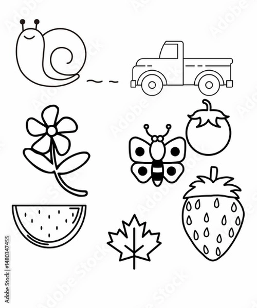 Obraz A set of funny cartoon fruits