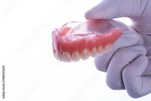 Obraz Upper complete denture in white background