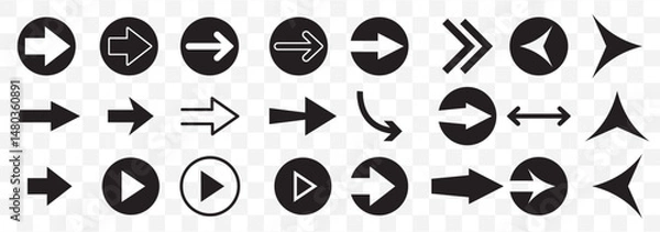 Fototapeta Black arrow icon set. modern simple arrows. arrow vector. Flat style icons. Vector illustration on Transparent Background. EPS 10.