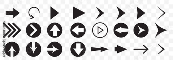 Fototapeta Black arrow icon set. modern simple arrows. arrow vector. Flat style icons. Vector illustration on Transparent Background. EPS 10.