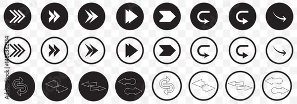 Fototapeta Arrow icon set. Arrow. Cursor. Collection different arrow signs. Black arrows icons. Cursor. Modern simple arrows. Vector illustration on Transparent Background. EPS 10.