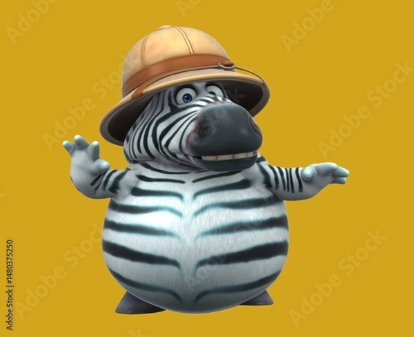Fototapeta Fun 3D cartoon safari zebra