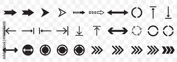 Fototapeta Arrow set. Arrow icon collection. Set different arrows or web design. Arrow vector icon. Arrows vector illustration collection on Transparent Background. EPS 10.