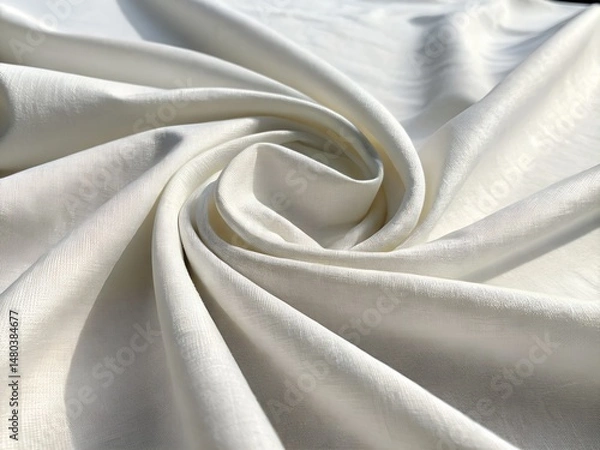 Fototapeta High-resolution photo of plain white cotton fabric with natural soft folds and smooth surface, clean and minimal look, diffused daylight, seamless background for mockups or design.