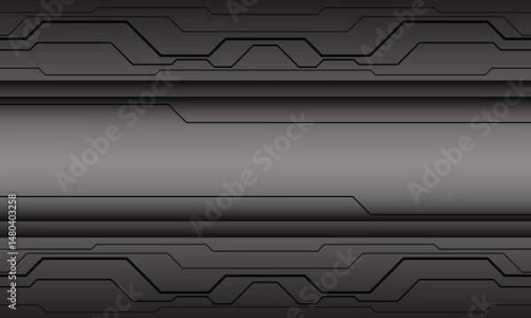 Obraz Abstract black circuit cyber geometric on grey metallic design modern futuristic technology background vector