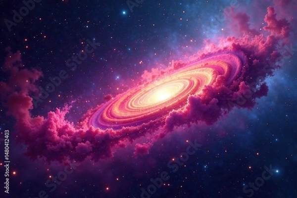 Fototapeta Abstract swirling nebula, vibrant cosmic dust, abstract, cosmic, majestic