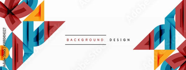 Fototapeta Abstract geometric shapes, vibrant colors, white space. Modern design elements create dynamic visual impact. Simple, clean aesthetic.