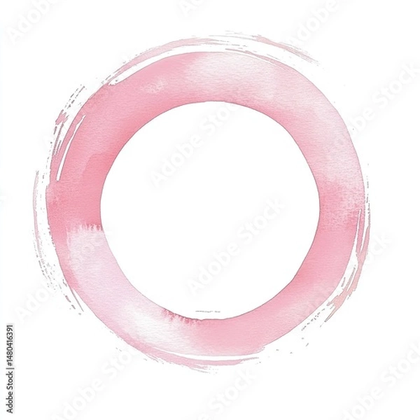 Obraz Delicate, soft pink circle frame, painted with watercolor brushstrokes