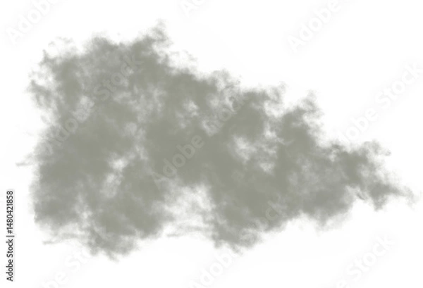 Fototapeta Isolated gray smoke cloud on a white background for compositing and special effects in digital art