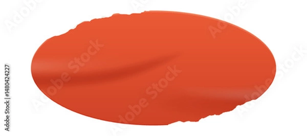 Obraz Vintage red sticker has an oval shape with a ripped paper edge. Retro promotional blank element with aged, worn look in grunge texture. Wrinkled old shape for scrapbook designs, print, poster.